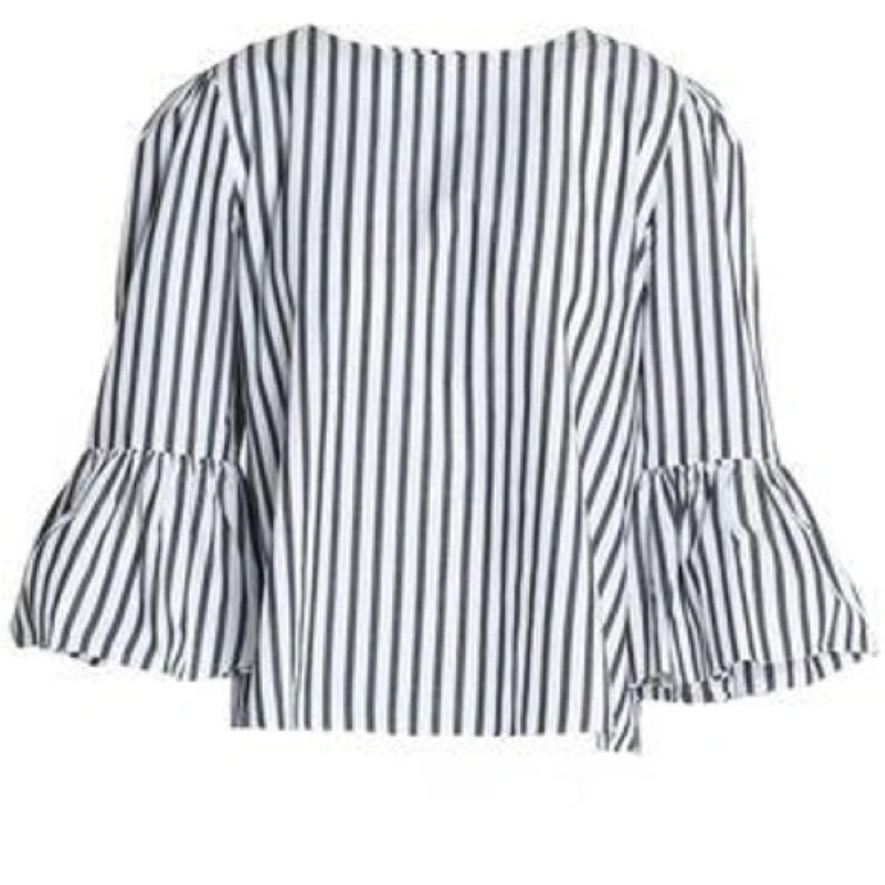 Alice + Olivia Bernice Striped Cotton Peplum Blouse Size XS